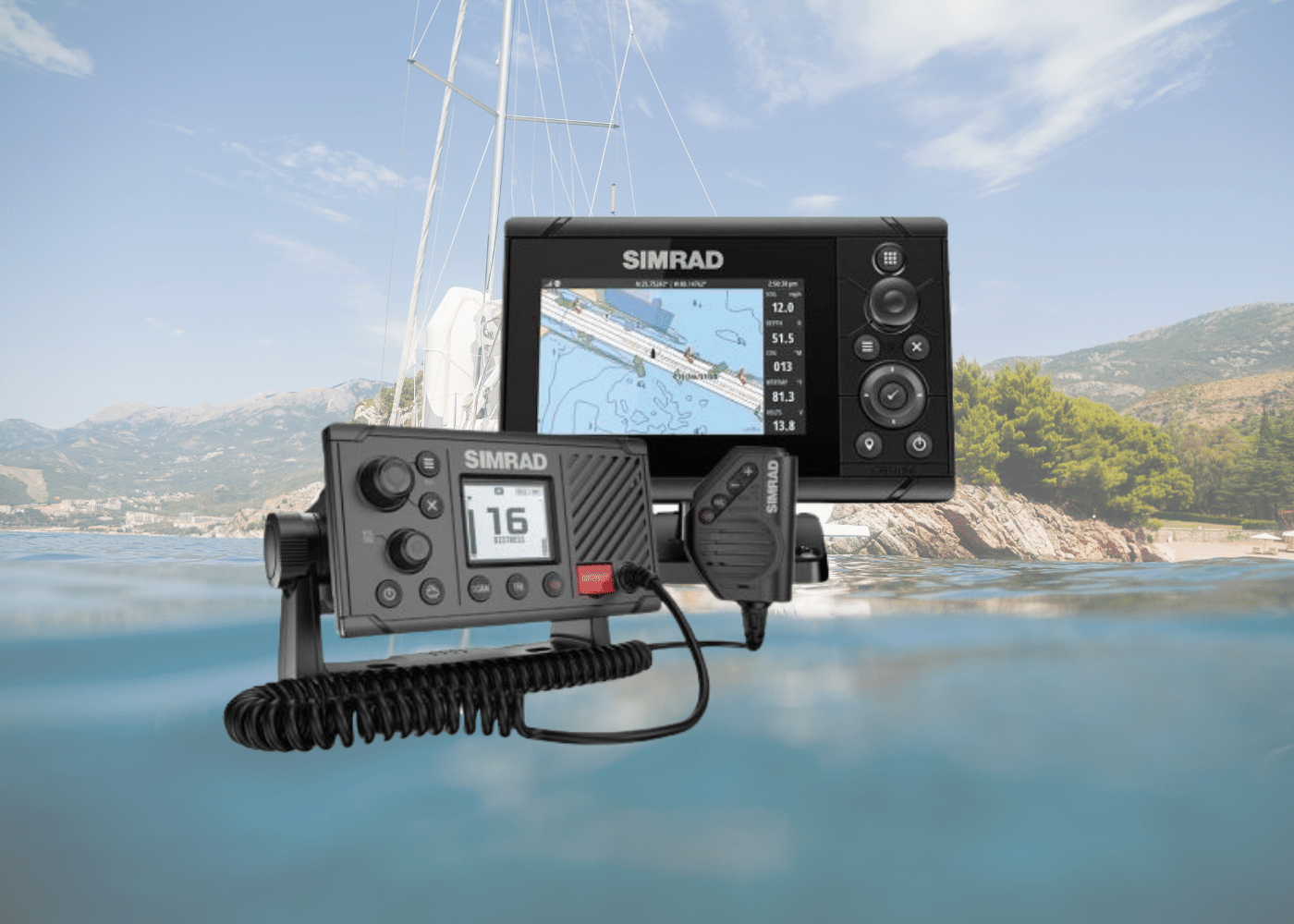 Boating Essentials: Simrad Cruise 5 Chartplotter and RS20S VHF Marine Radio Bundle