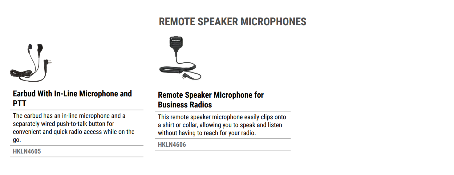 Motorola CLR Series Remote Speaker Microphones